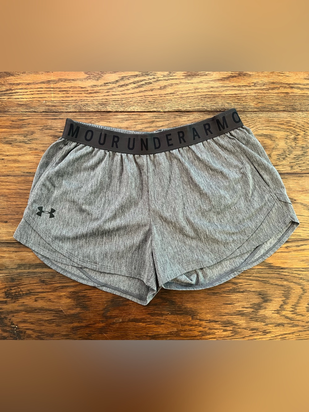 Under Armour Women's Heather Gray Athletic Shorts with Branded Waistband
